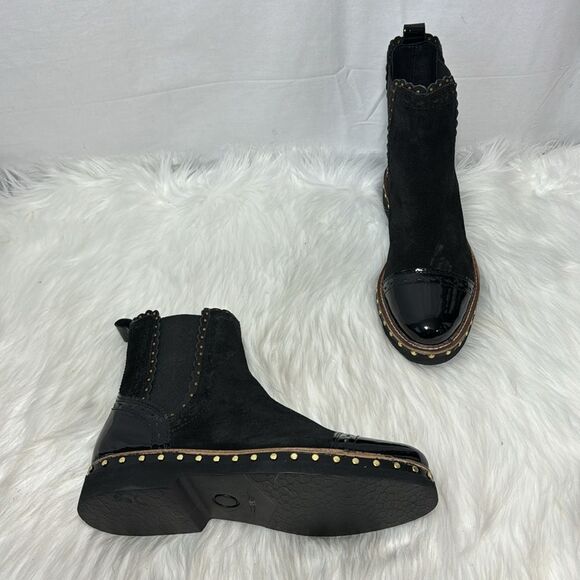 Free People Atlas NWOT Leather Studded Chelsea Booties Sz 36.5 - Picture 2 of 7